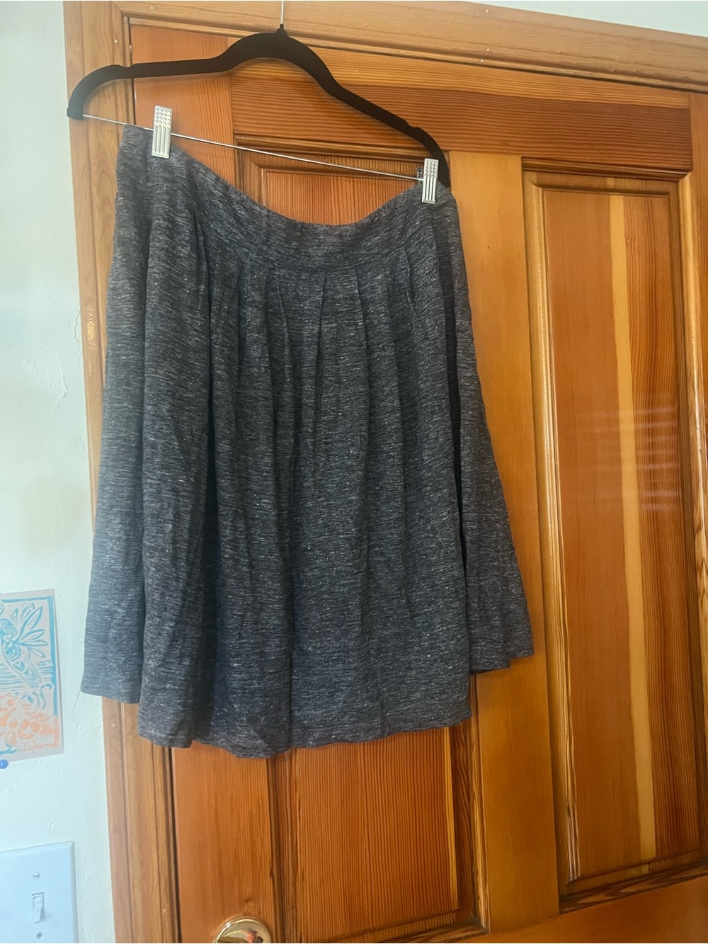 Eileen Fisher Charcoal Knit Pleated A-Line Skirt - Heathered Gray